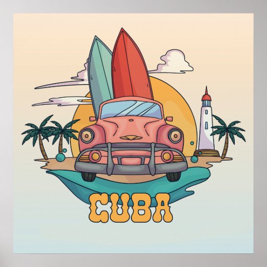 Cuba-illustratie Poster (Voorkant)