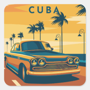 Cuba-illustratie Vierkante Sticker
