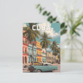 Cuba Illustration Travel Art Vintage Briefkaart (Staand voorkant)
