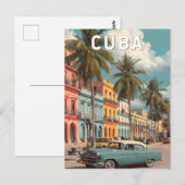 Cuba Illustration Travel Art Vintage Briefkaart (Voorkant / Achterkant)