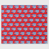 Cuba inpakpapier, rode Kerstmis, Cubaanse vlag pat Cadeaupapier (Vlak)