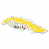 Cuba Kaart en Maracas Sticker (Voorkant)