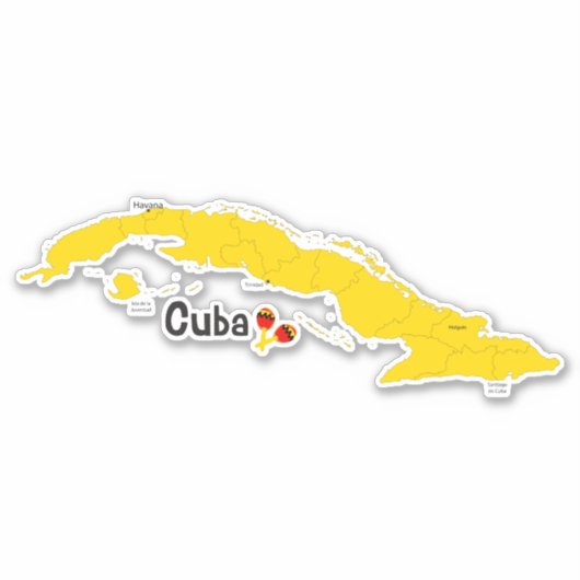 Cuba Kaart en Maracas Sticker (Voorkant)