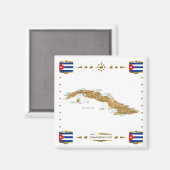 Cuba-kaart + Flags Magnet (Voorkant / Achterkant)