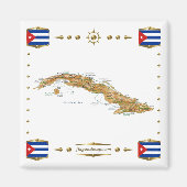 Cuba-kaart + Flags Magnet (Voorkant)