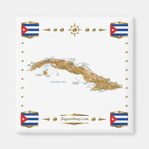 Cuba-kaart + Flags Magnet