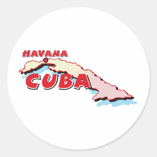 Cuba-kaart Ronde Sticker (Voorkant)