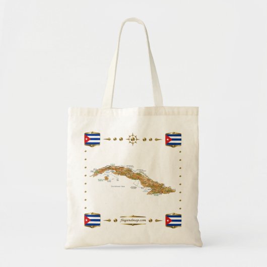Cuba-kaart + vlag tote bag (Voorkant)