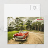 Cuba, Klassieke Rode auto Briefkaart (Voorkant / Achterkant)