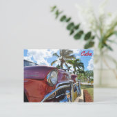 Cuba, Klassieke Rode auto Briefkaart (Staand voorkant)