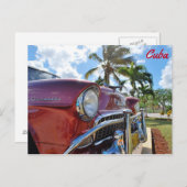 Cuba, Klassieke Rode auto Briefkaart (Voorkant / Achterkant)