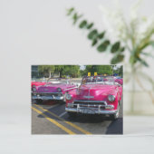 Cuba Klassieke roze auto's converteerbaar Briefkaa Briefkaart (Staand voorkant)