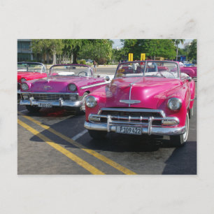 Cuba Klassieke roze auto's converteerbaar Briefkaa Briefkaart