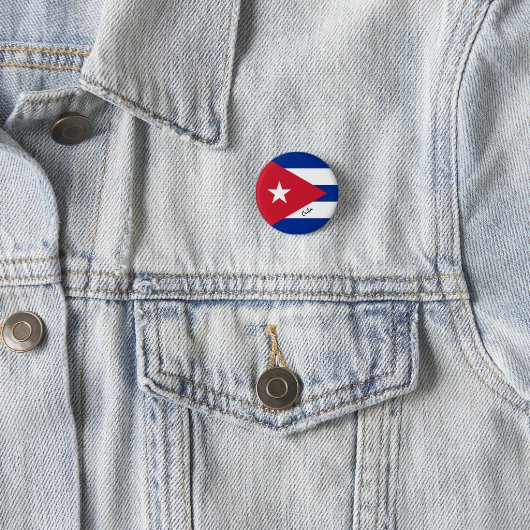 Cuba-knop, patriottische Cubaanse vlag mode Ronde Button 3,2 Cm (In situ)