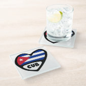 Cuba-landcode Vlaggenkop, CUB Glazen Onderzetter (Schuin)