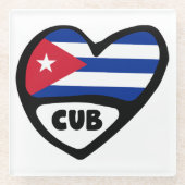Cuba-landcode Vlaggenkop, CUB Glazen Onderzetter (Voorkant)