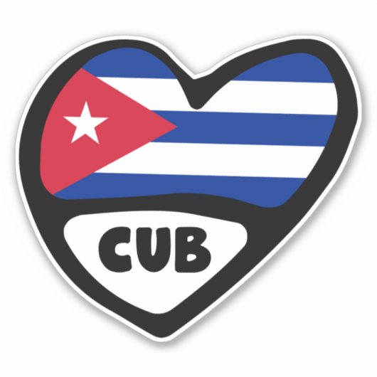 Cuba-landcode Vlaggenkop, CUB Sticker (Voorkant)