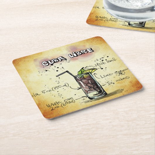 Cuba Libre Bartender Drink Recipe Kartonnen Onderzetters (Schuin)