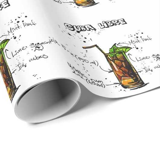 Cuba Libre Cocktail Cadeaupapier (Rol Hoek)