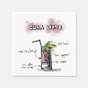 Cuba Libre Drink Recipe Cocktail Napkin Servetten