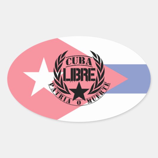 Cuba Libre Motto Laurels Ovale Sticker (Voorkant)