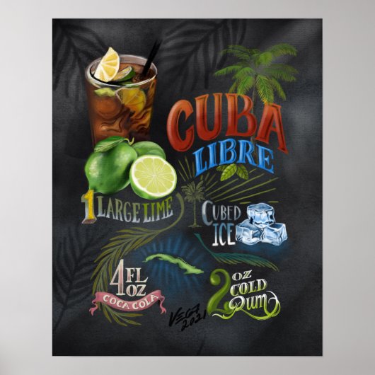 Cuba Libre Recipe Poster (Voorkant)