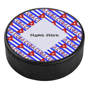 Cuba Licht Cubaanse Vlag Getegeld Persoonlijke Naa Hockey Puck
