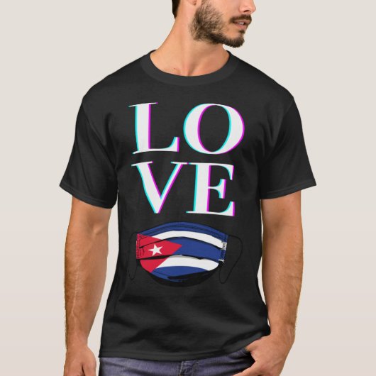 Cuba LIEFDE Cubaanse vlag Gezichtsmasker GRATIS CU T-shirt (Voorkant)
