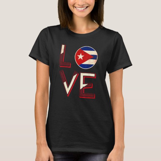 Cuba Love Cuban Flag Havana T-shirt (Voorkant)