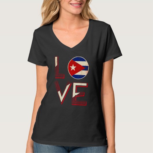 Cuba Love Cuban Flag Havana T-shirt (Voorkant)