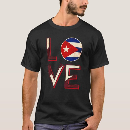 Cuba Love Cuban Flag Havana T-shirt (Voorkant)
