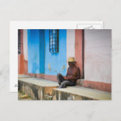 Cuba - Man op het Briefkaart van Porch (Voorkant / Achterkant)