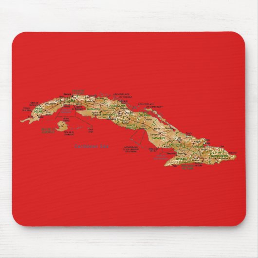 Cuba Map Mousepad Muismat (Voorkant)