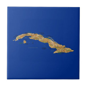 Cuba Map Tile Tegeltje