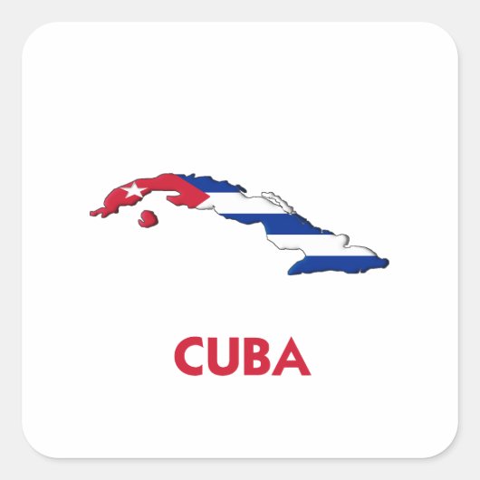 CUBA MAP VIERKANTE STICKER (Voorkant)