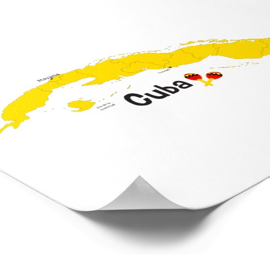 Cuba Map with Maracas Poster (Hoek)