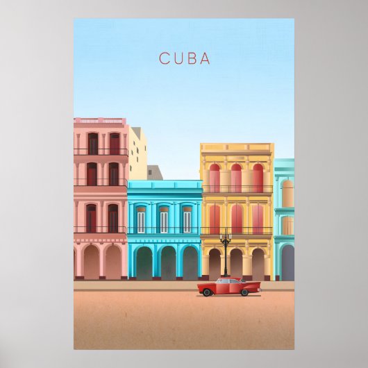 Cuba Minimaal Reisposter Poster (Voorkant)