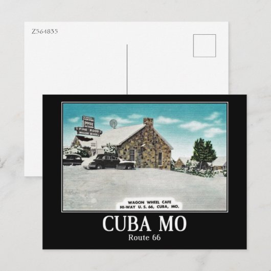 Cuba, Missouri, Rte 66, Vintage Briefkaart (Voorkant / Achterkant)