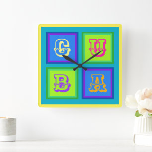 Cuba modern kleurrijk decoratief vierkante klok