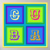 Cuba modern kleurrijk wall art Poster (Voorkant)