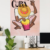 Cuba, oud reizen poster (Thuiskantoor)