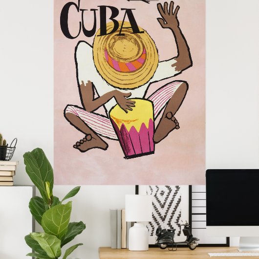 Cuba, oud reizen poster (Thuiskantoor)
