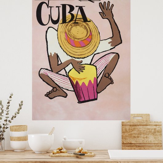 Cuba, oud reizen poster (Keuken)