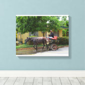 Cuba Paard getrokken Winkelwagen Canvas Afdruk (Insitu (Houten vloer))