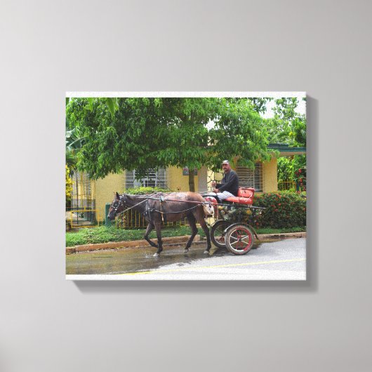 Cuba Paard getrokken Winkelwagen Canvas Afdruk (Voorkant)