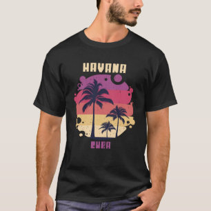 Cuba Palmboom Surfen Havana Ocean Vakantie T-shirt