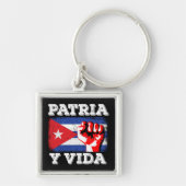 Cuba Patria Y Vida Cubano Nationale Vlag Sleutelhanger (Voorkant)