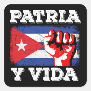 Cuba Patria Y Vida Cubano Nationale Vlag Vierkante Sticker
