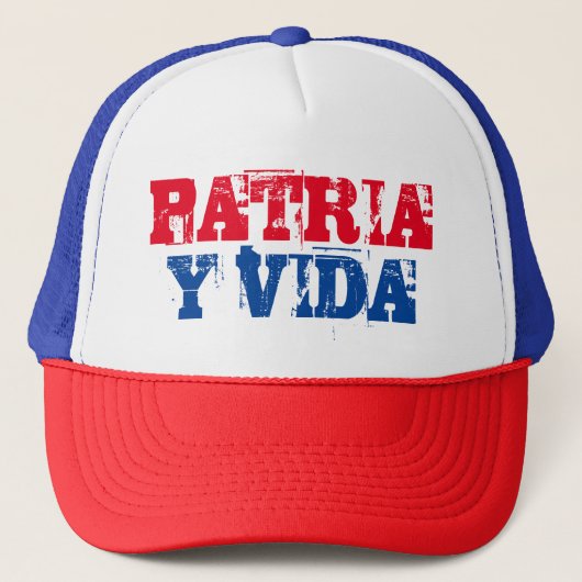 Cuba Patria y vida SOS Cuba rood blauw wit Trucker Pet (Voorkant)