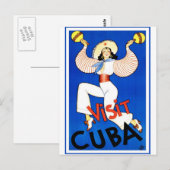 Cuba poster van het klassieke reizen briefkaart (Voorkant / Achterkant)